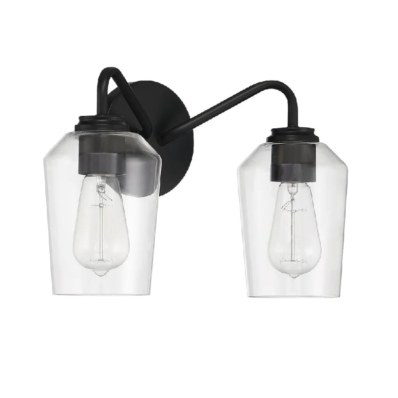 Industrial Pendant Lighting for Machine ShopsShayna 2 Light Vanity in Flat Black