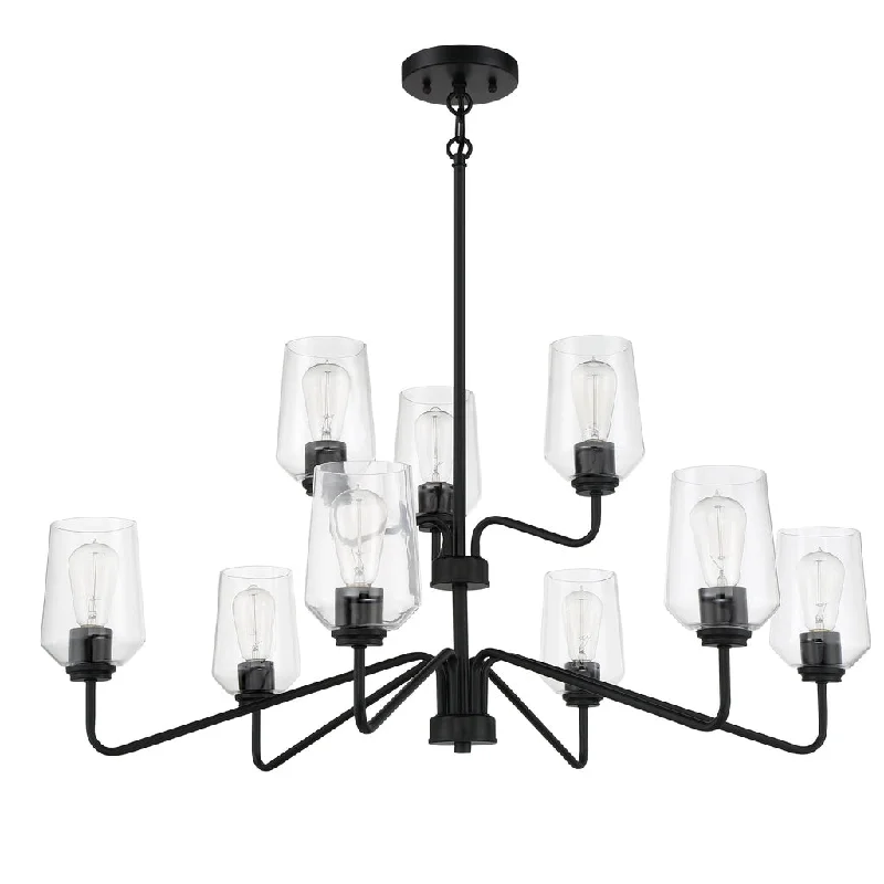 Industrial Lighting for Electronics ManufacturingShayna 9 Light Chandelier in Flat Black Industrial Lighting for Electronics ManufacturingShayna 9 Light Chandelier in Flat Black