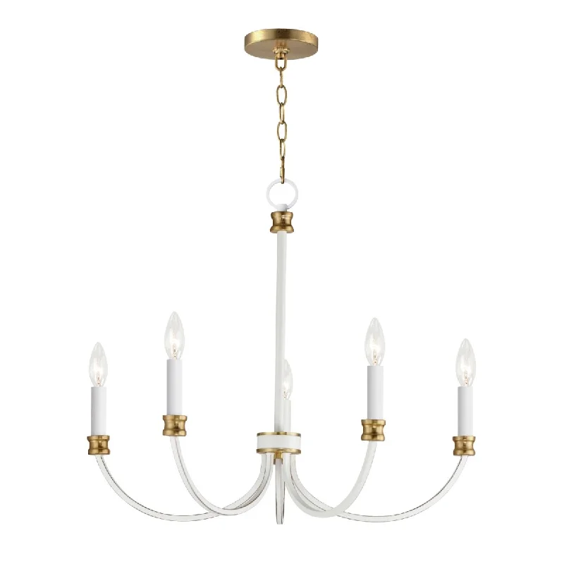 Dimmable Industrial Lighting for Ambiance ControlCharlton 26 in. 5 Lights Chandelier White & Gold Finish Dimmable Industrial Lighting for Ambiance ControlCharlton 26 in. 5 Lights Chandelier White & Gold Finish