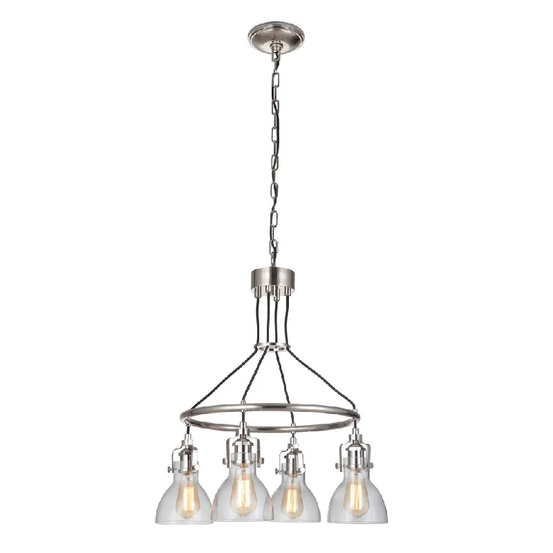 Industrial Exit Sign Lighting for Quick EvacuationState House 4 Light Chandelier in Polished Nickel Industrial Exit Sign Lighting for Quick EvacuationState House 4 Light Chandelier in Polished Nickel