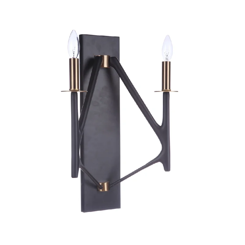 Shock - Resistant Industrial Lighting for Vibrating Machinery AreasThe Reserve 2 Light Wall Sconce in Flat Black/Satin Brass Shock - Resistant Industrial Lighting for Vibrating Machinery AreasThe Reserve 2 Light Wall Sconce in Flat Black/Satin Brass