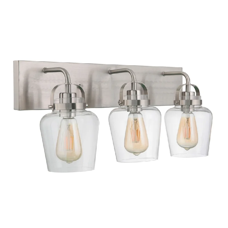 Industrial Lighting for Textile MillsTrystan 3 Light Vanity in Brushed Polished Nickel Industrial Lighting for Textile MillsTrystan 3 Light Vanity in Brushed Polished Nickel