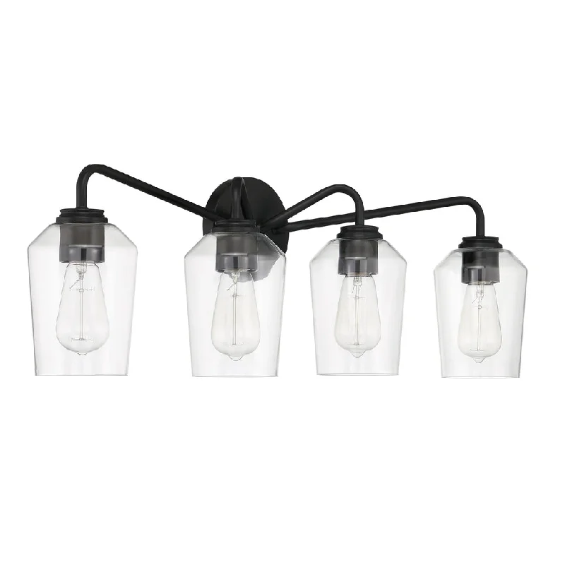 Dimmable Industrial Lighting for Ambiance ControlShayna 4 Light Vanity in Flat Black Dimmable Industrial Lighting for Ambiance ControlShayna 4 Light Vanity in Flat Black