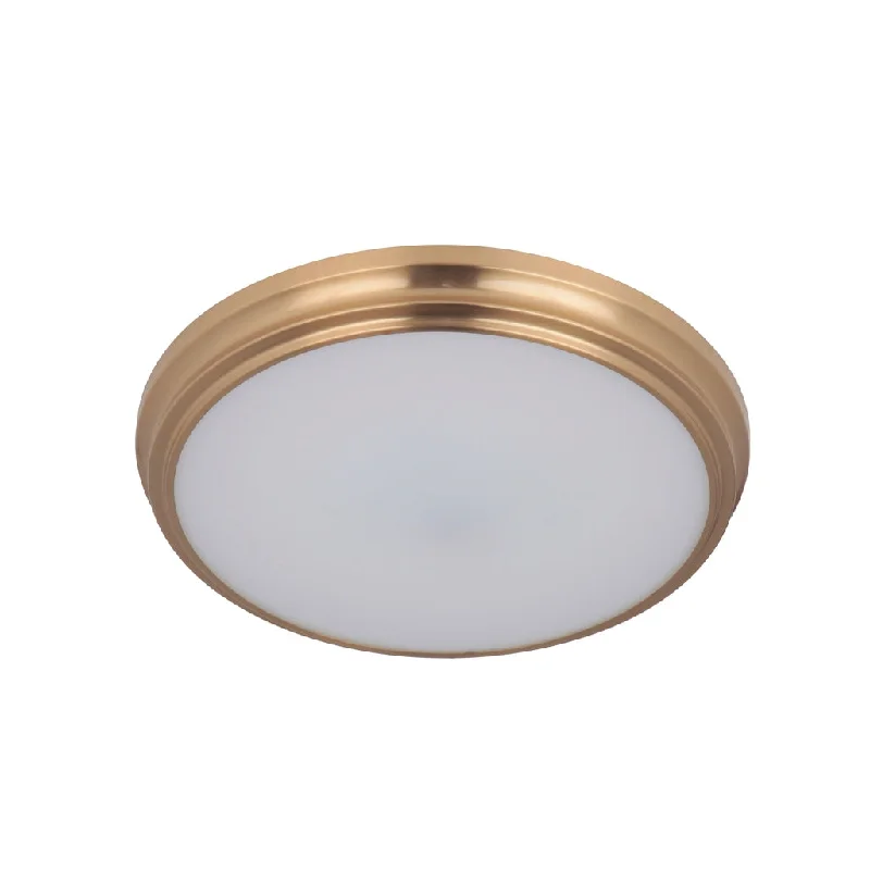Energy - Efficient Industrial Lighting for Cost - SavingsX66 Series 1 Light 11" LED Flushmount in Satin Brass Energy - Efficient Industrial Lighting for Cost - SavingsX66 Series 1 Light 11" LED Flushmount in Satin Brass