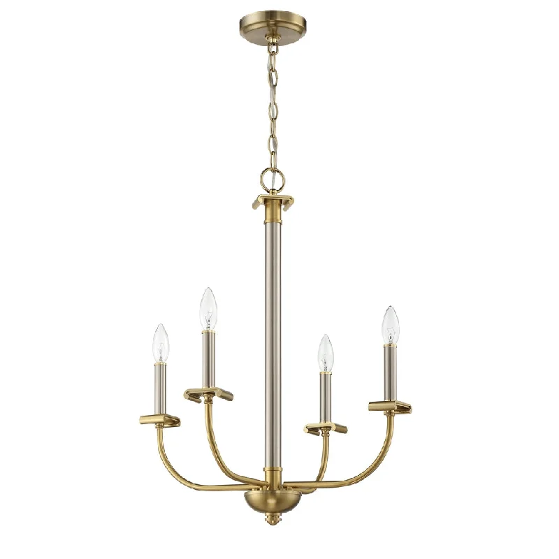 Energy - Efficient Industrial Lighting for Cost - SavingsStanza 4 Light Chandelier in Brushed Polished Nickel/Satin Brass