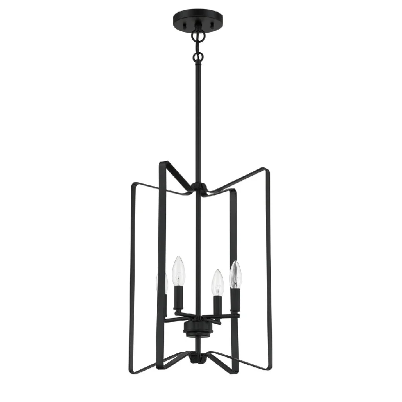 Industrial Ceiling - Mounted Lighting for Assembly PlantsShayna 4 Light Foyer in Flat Black Industrial Ceiling - Mounted Lighting for Assembly PlantsShayna 4 Light Foyer in Flat Black