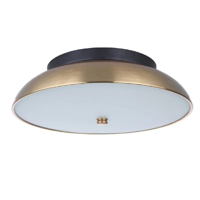 Industrial Lighting for Food Processing FactoriesSoul 1 Light 12.5" LED Flushmount in Flat Black/Satin Brass