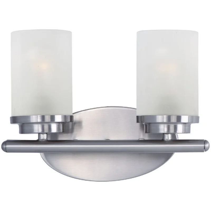 Industrial Exit Sign Lighting for Quick EvacuationCorona 12 in. 2 Lights Vanity Light Satin Nickel Finish with frosted glass Industrial Exit Sign Lighting for Quick EvacuationCorona 12 in. 2 Lights Vanity Light Satin Nickel Finish with frosted glass