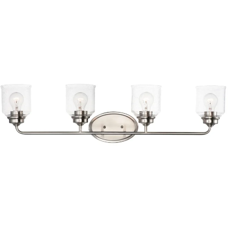 Durable Industrial Lighting for Harsh EnvironmentsAcadia 35 in. 4 Lights Vanity Light Satin Nickel Finish Durable Industrial Lighting for Harsh EnvironmentsAcadia 35 in. 4 Lights Vanity Light Satin Nickel Finish