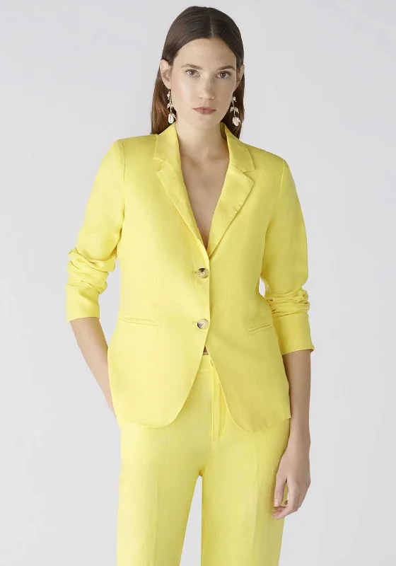 Oui Linen Front Blazer, Yellow