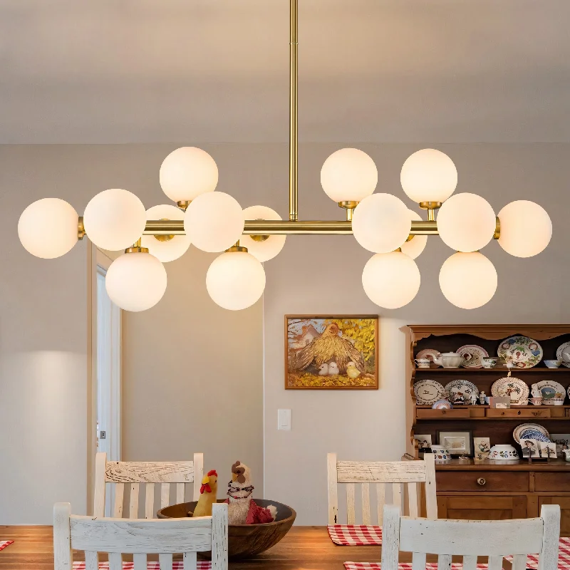 Bohemian - Style Beaded Chandeliers for Eclectic DecorBohemian - Style Beaded Chandeliers for Eclectic Decor16-Light Mid-Century Modern Sputnik Linear Cluster Frosted Opaque Glass Globe Bubble Chandelier for Dining Room