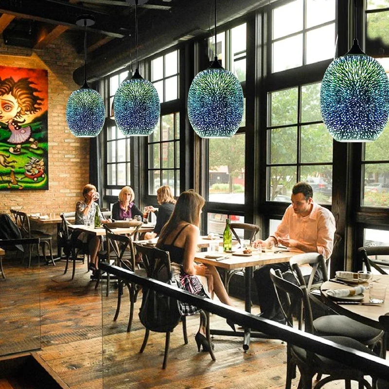 Chandeliers with Metal Frames in Silver FinishChandeliers with Metal Frames in Silver Finish3D Colorful Glass Fireworks ART Pendant Light