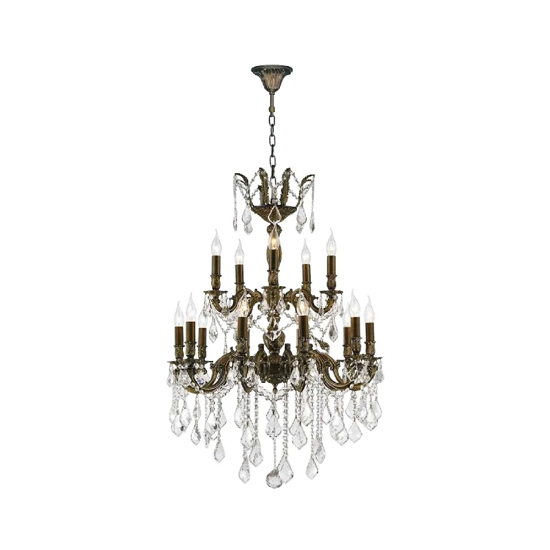 Rustic Wood Chandeliers for Country - Style HousesRustic Wood Chandeliers for Country - Style HousesAMERICANA 15 Light Crystal Chandelier - Antique Bronze Style