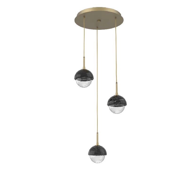 Chandeliers with Metal Frames in Gold FinishChandeliers with Metal Frames in Gold FinishCabochon Round Pendant Chandelier