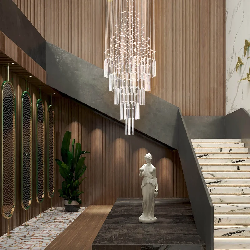 Chandeliers with Murano Glass for a High - End Artistic TouchChandeliers with Murano Glass for a High - End Artistic TouchFloating Castle Round Raindrop Crystal Chandelier Ceiling Lights