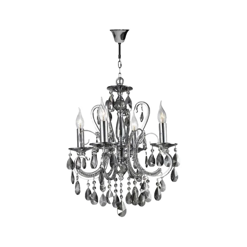 Chandeliers with Candle - Style Bulbs for a Classic AestheticChandeliers with Candle - Style Bulbs for a Classic AestheticNewYork Princess 4 Arm SMOKE Chandelier - W:42cm
