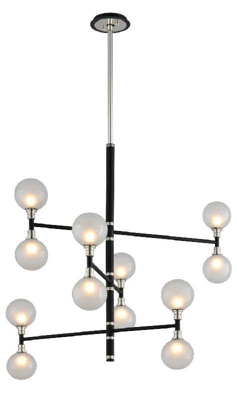 Chandeliers with Frosted Glass for a Softer Light DiffusionChandeliers with Frosted Glass for a Softer Light DiffusionTroy Andromeda F4826-TBK/PN Chandelier Light - Carbide Blk With Polished Nickel
