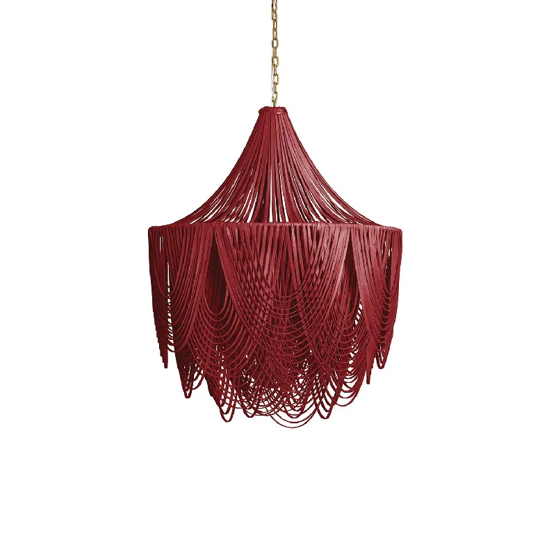 Chandeliers for Low Ceilings to Avoid OvercrowdingChandeliers for Low Ceilings to Avoid OvercrowdingMedium Round Whisper with Crown Leather Chandelier in NeKeia Leather