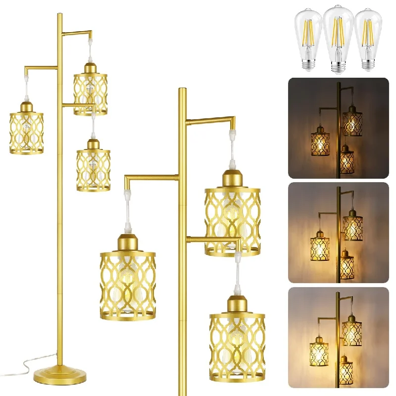 Glass Floor Lamp with Frosted Shades for Soft Diffused LightGlass Floor Lamp with Frosted Shades for Soft Diffused Light68" Gold Floor Lamp,Dimmable Industrial Floor Lamps, 3 Light Rustic Standing Tall Lamp Including 3 PCS 6W E26 Bulbs Glass Floor Lamp with Frosted Shades for Soft Diffused LightGlass Floor Lamp with Frosted Shades for Soft Diffused Light68" Gold Floor Lamp,Dimmable Industrial Floor Lamps, 3 Light Rustic Standing Tall Lamp Including 3 PCS 6W E26 Bulbs