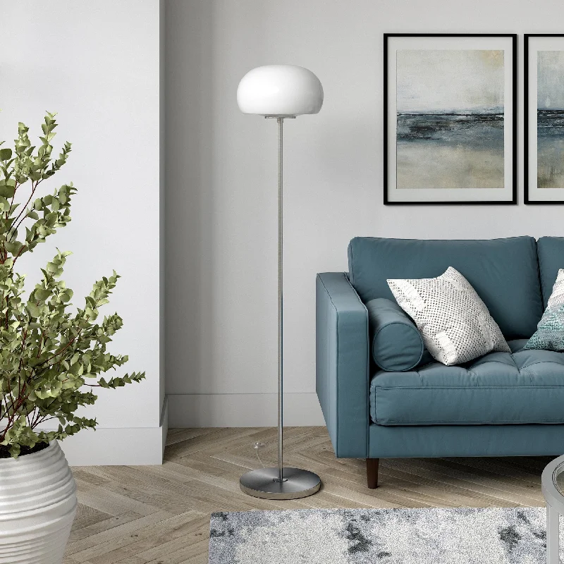 Brushed Nickel with White Milk Glass Shade