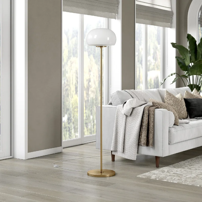 Brass with White Milk Glass Shade