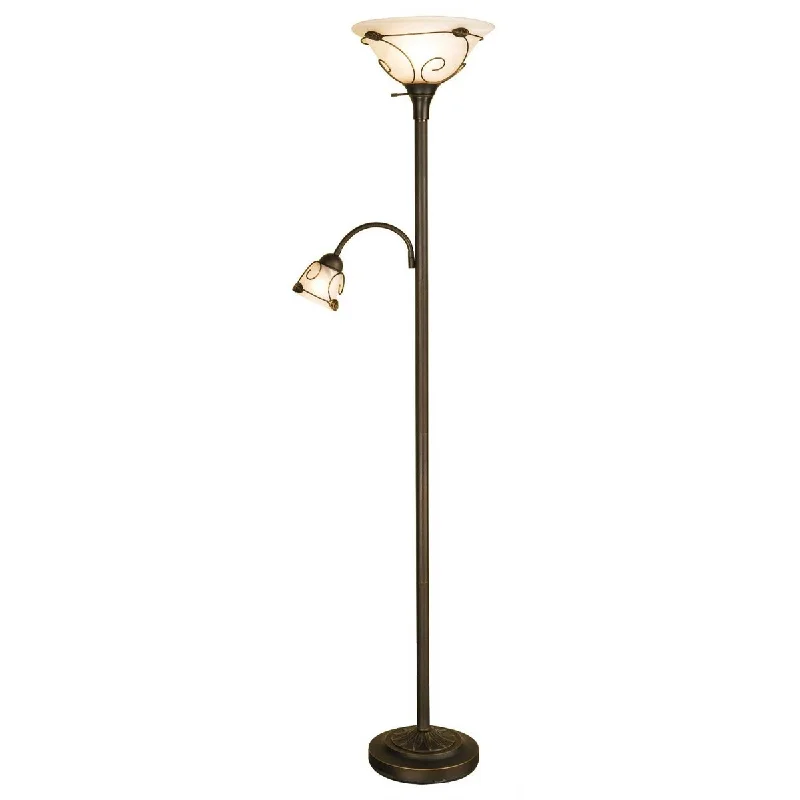 Marble Base Floor Lamp for a Touch of LuxuryMarble Base Floor Lamp for a Touch of LuxuryDaily Boutik Dark-bronze finish Torchiere Floor Lamp with Side Reading Lamp - 11" x 16" x 71" Marble Base Floor Lamp for a Touch of LuxuryMarble Base Floor Lamp for a Touch of LuxuryDaily Boutik Dark-bronze finish Torchiere Floor Lamp with Side Reading Lamp - 11" x 16" x 71"