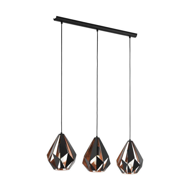 Gothic Ceiling Lights with Dark Metalwork and Pointed ArchesGothic Ceiling Lights with Dark Metalwork and Pointed ArchesCarlton Black/Copper Small 3 Light Bar Prism Cut Pendant Gothic Ceiling Lights with Dark Metalwork and Pointed ArchesGothic Ceiling Lights with Dark Metalwork and Pointed ArchesCarlton Black/Copper Small 3 Light Bar Prism Cut Pendant