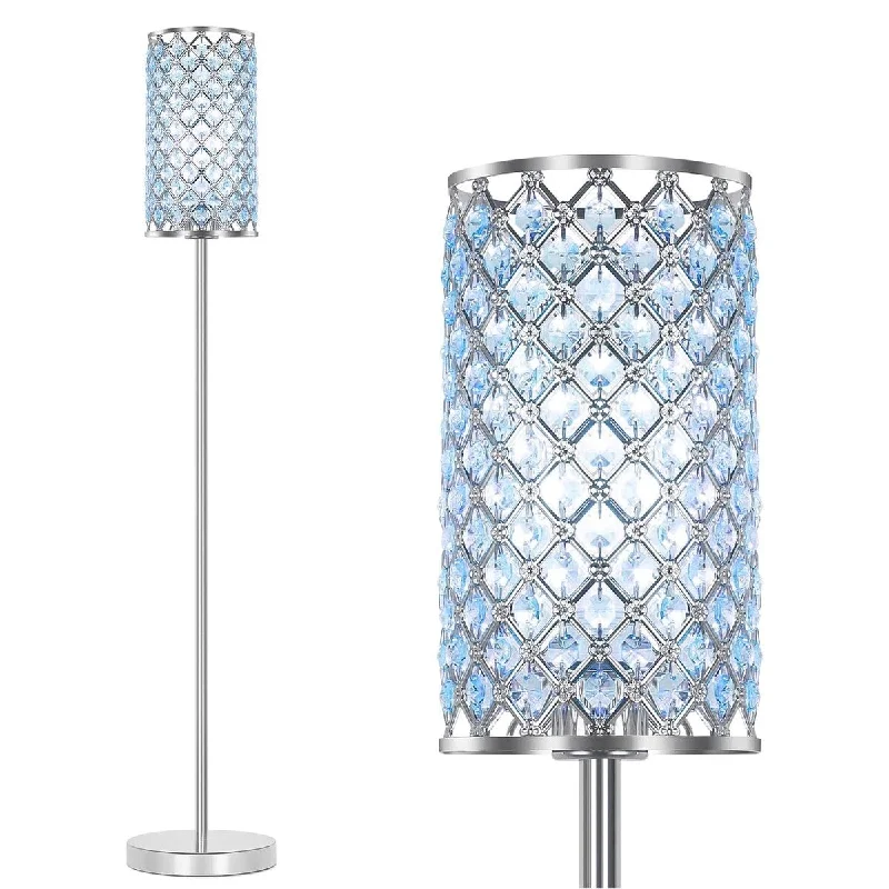 Industrial Style Floor Lamp with Exposed Bulbs for Loft ApartmentsIndustrial Style Floor Lamp with Exposed Bulbs for Loft ApartmentsFloor Lamp,Crystal Floor Lamp Girl Bedroom Lights,Silver Standing Lamps with Teal Shade,Elegant Standing Light Tall Pole