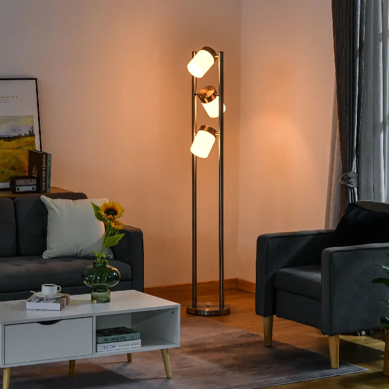 Metal Floor Lamp with a Matte Black Finish for a Sleek LookMetal Floor Lamp with a Matte Black Finish for a Sleek LookHOMCOM Floor Lamp, Modern Standing Light with 3 Rotating Lights for Living Room, Bedroom, Office, Silver - 11"L x 11"W x 66.25"H Metal Floor Lamp with a Matte Black Finish for a Sleek LookMetal Floor Lamp with a Matte Black Finish for a Sleek LookHOMCOM Floor Lamp, Modern Standing Light with 3 Rotating Lights for Living Room, Bedroom, Office, Silver - 11"L x 11"W x 66.25"H