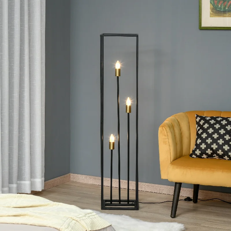 Bohemian Inspired Floor Lamp for Eclectic Home DecorBohemian Inspired Floor Lamp for Eclectic Home DecorHOMCOM Modern Floor Lamp, 3-Light Freestanding Lamp for Living Room, Bedroom, and Office, Black - 11.75"L x 11.75"W x 55"H