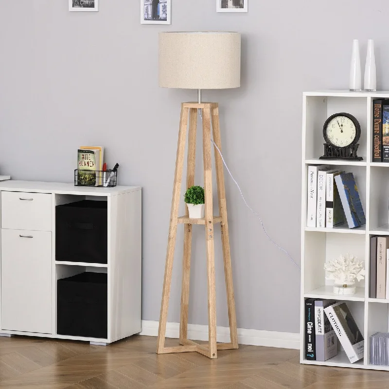 Industrial Style Floor Lamp with Exposed Bulbs for Loft ApartmentsIndustrial Style Floor Lamp with Exposed Bulbs for Loft ApartmentsHOMCOM Modern Floor Lamp, Standing Light with Drum Lampshade, Foot Switch for Living Room, Bedroom, Office