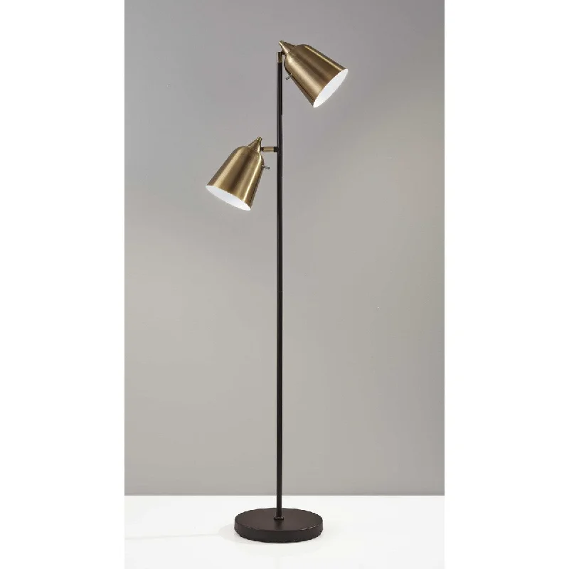 USB Charging Port Floor Lamp for Convenient Device ChargingUSB Charging Port Floor Lamp for Convenient Device ChargingHomeRoots 58" Black Two Light Novelty Floor Lamp With Brass Cone Shade - 16 USB Charging Port Floor Lamp for Convenient Device ChargingUSB Charging Port Floor Lamp for Convenient Device ChargingHomeRoots 58" Black Two Light Novelty Floor Lamp With Brass Cone Shade - 16