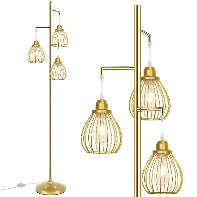 Dimmable Floor Lamp for Adjustable Lighting AmbianceDimmable Floor Lamp for Adjustable Lighting AmbianceIndustrial Floor Lamp for Living Room, Golden Farmhouse Floor Lamp with 3 Elegant Teardrop Cage Heads & ST58 Edison LED Bulbs Dimmable Floor Lamp for Adjustable Lighting AmbianceDimmable Floor Lamp for Adjustable Lighting AmbianceIndustrial Floor Lamp for Living Room, Golden Farmhouse Floor Lamp with 3 Elegant Teardrop Cage Heads & ST58 Edison LED Bulbs