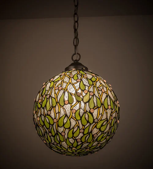 Bohemian Ceiling Lights with Beads, Tassels, and Colorful GlassBohemian Ceiling Lights with Beads, Tassels, and Colorful GlassMeyda Lighting 172428 12"W Mistletoe Ball Pendant