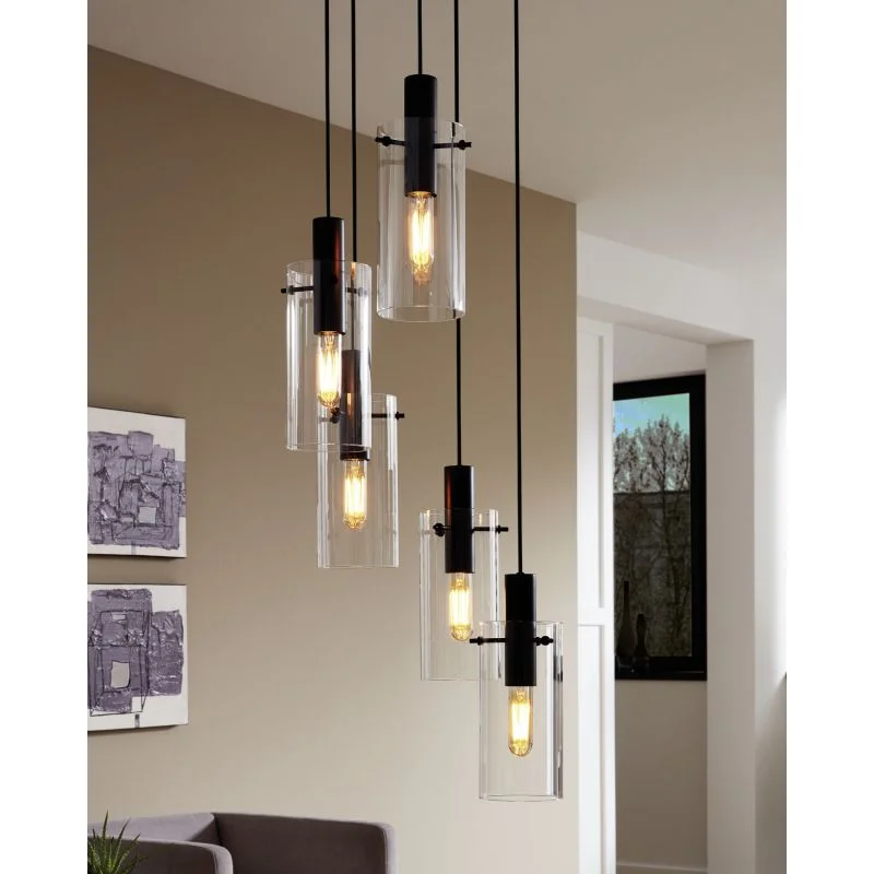 Contemporary Ceiling Lights with Unique, Abstract ShapesContemporary Ceiling Lights with Unique, Abstract ShapesMontefino 5 Light Clear Glass Cylinder and Black Pendant Contemporary Ceiling Lights with Unique, Abstract ShapesContemporary Ceiling Lights with Unique, Abstract ShapesMontefino 5 Light Clear Glass Cylinder and Black Pendant