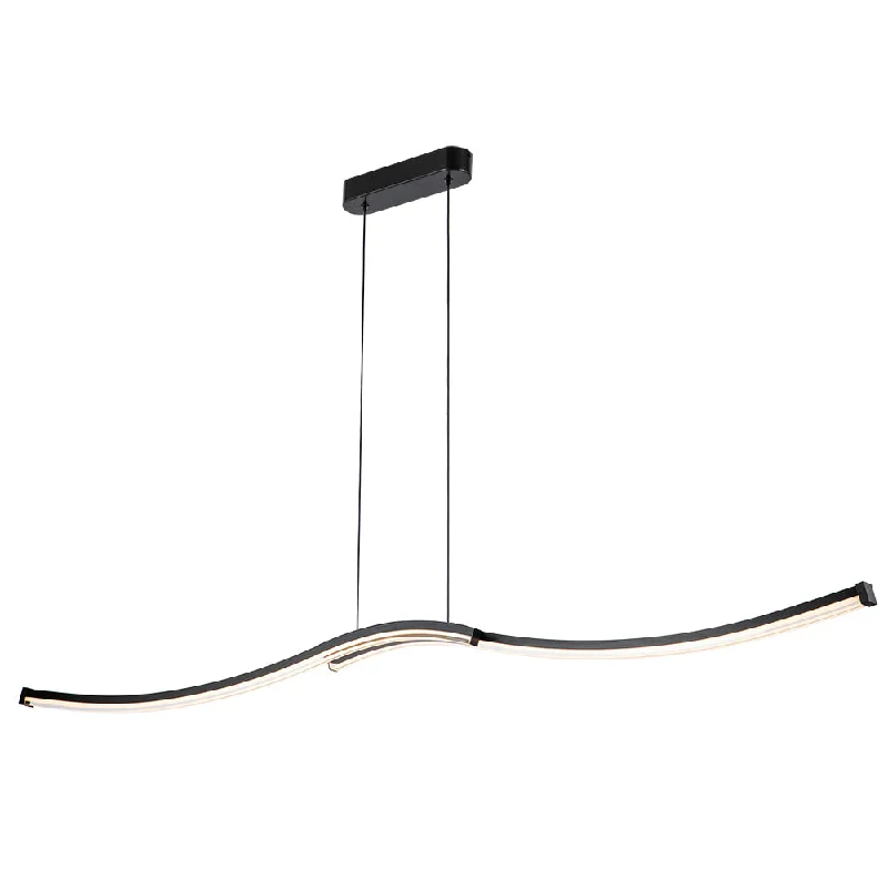 Chinese - Style Ceiling Lights with Red Lantern - Inspired DesignsChinese - Style Ceiling Lights with Red Lantern - Inspired DesignsSari 1500mm Black 6000k LED Contemporary Linear Wave Pendant