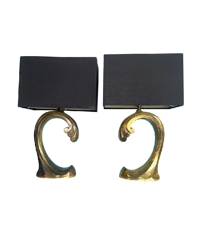 coastal style table lamps with nautical elements for beach housescoastal style table lamps with nautical elements for beach housesA pair of 1970s brass wave lamps by Belgium lighting company Regina