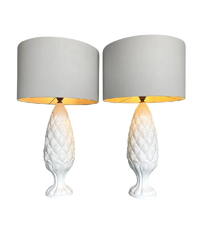 ceramic table lamps with hand painted designs for an artistic touchceramic table lamps with hand painted designs for an artistic touchA pair of large Italian 1970s ceramic pineapple lamps with new bespoke shades