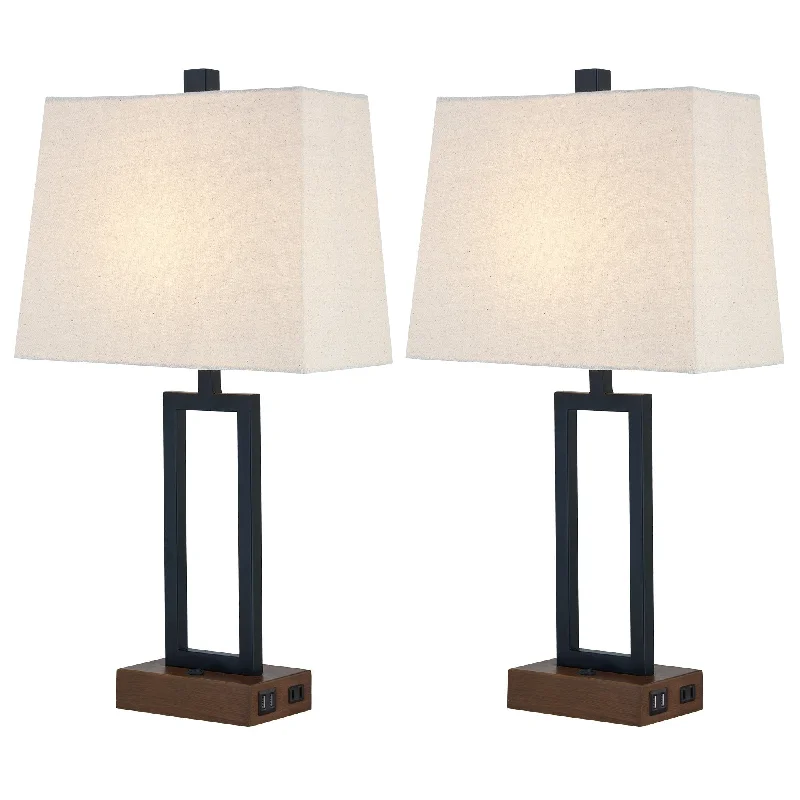 gothic style table lamps with dark finishes for a mysterious lookgothic style table lamps with dark finishes for a mysterious lookBlack Metal Plug-in Table Lamp Rocker Switch USB Charging Ports AC Outlet (Set of 2) - 12'' x 6.5'' x 23.5'' (L x W x H)