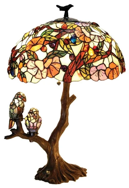 metal table lamps with a matte black finish for a sleek appearancemetal table lamps with a matte black finish for a sleek appearanceChloe Lighting CH1B441GA19-DT4 4 Light Tiffany-Style Featuring Flowers & Birds Double Lit Table Lamp Oval Shape 19" Shade