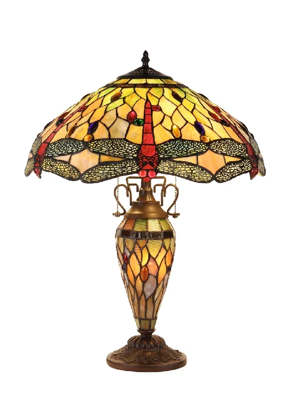 crystal table lamps with dazzling prisms for a glamorous effectcrystal table lamps with dazzling prisms for a glamorous effectChloe Lighting CH32825DB19-DT3 Anisoptera Purity Tiffany-Style Dragonfly 3 Light Double Lit Table Lamp 19" Shade