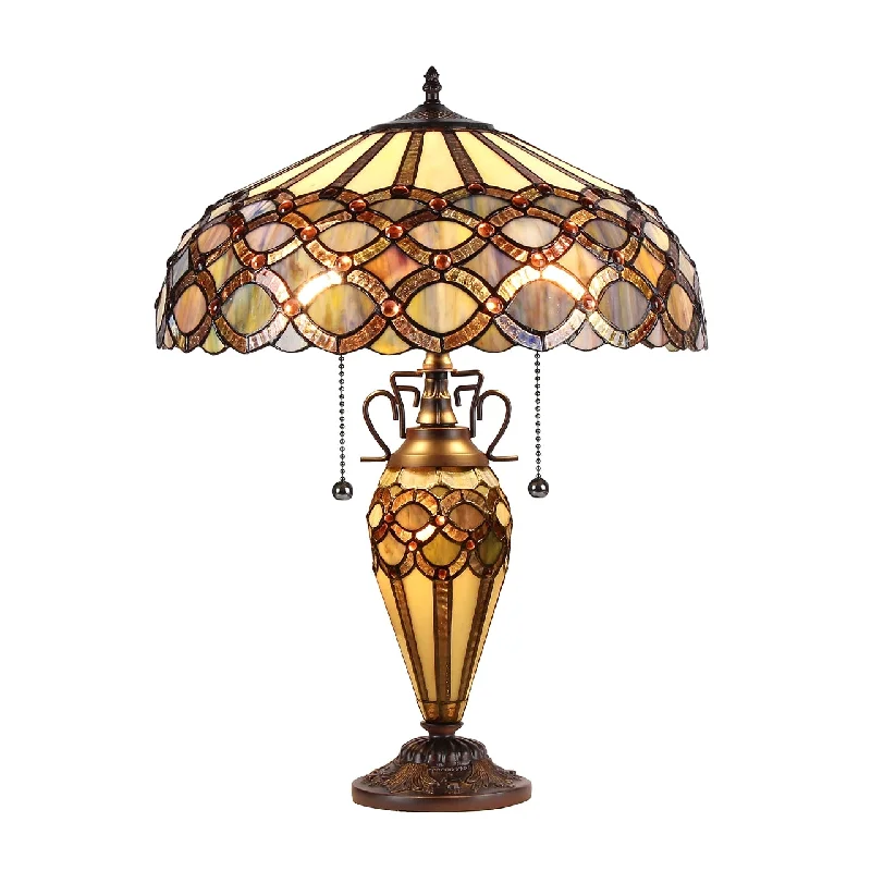 rustic farmhouse table lamps for cozy kitchensrustic farmhouse table lamps for cozy kitchensChloe Lighting CH38435GG18-DT3 Prisma Tiffany-Style 3 Light Double Lit Table Lamp 18" Shade