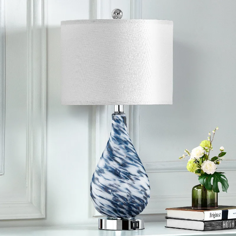 fabric table lamps with a linen shade for a relaxed and breathable lookfabric table lamps with a linen shade for a relaxed and breathable lookCinkeda Table Lamp Blue Glass Touch Dimming USB Ports - 12'' x 12'' x 24'' (L x W x H)