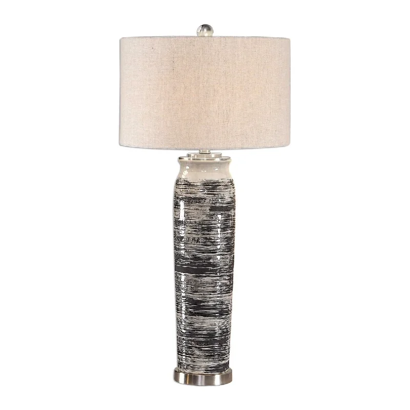 bohemian table lamps with colorful patterns for eclectic bedroomsbohemian table lamps with colorful patterns for eclectic bedroomsGlaze and Painted Ceramic Dark Gray Table Lamps By Modish Store