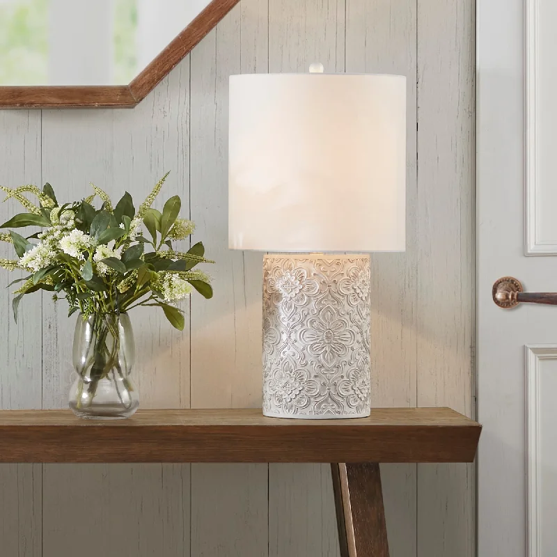 modern minimalist table lamps for contemporary living roomsmodern minimalist table lamps for contemporary living roomsINK+IVY Ashbourne Embossed Floral Resin Table Lamp