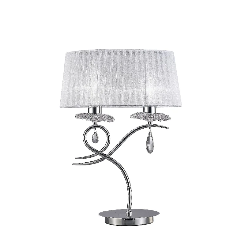 rustic farmhouse table lamps for cozy kitchensrustic farmhouse table lamps for cozy kitchensMantra M5278 Louise Table Lamp 2 Light Large White Shade Polished Chrome Clear Crystal