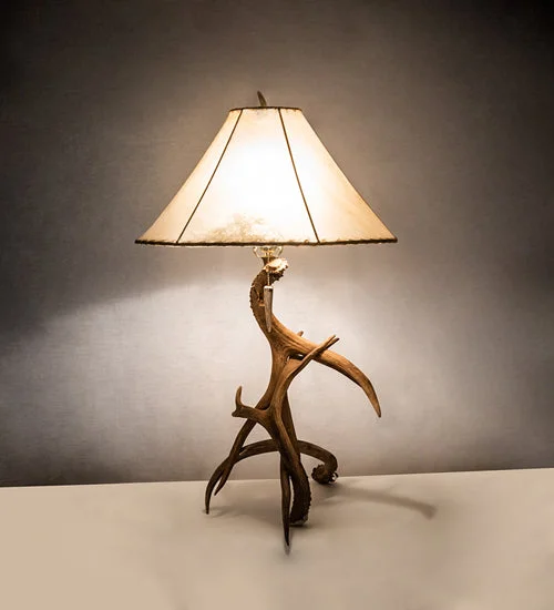 rustic farmhouse table lamps for cozy kitchensrustic farmhouse table lamps for cozy kitchensMeyda Lighting 249163 34" High Antlers Elk & Mule Deer Table Lamp