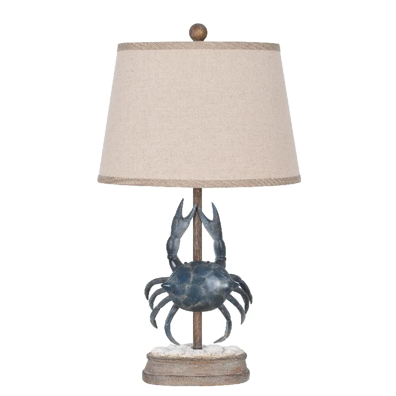 coastal style table lamps with nautical elements for beach housescoastal style table lamps with nautical elements for beach housesPolyresin 25" Table Lamp with Linen Shade, Blue & Brown