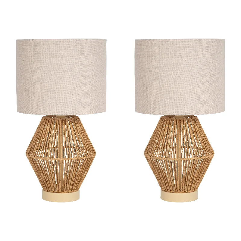 bohemian table lamps with colorful patterns for eclectic bedroomsbohemian table lamps with colorful patterns for eclectic bedroomsSagebrook Home 51205 Set of 2 Rattan 18" Table Lamp, Natural