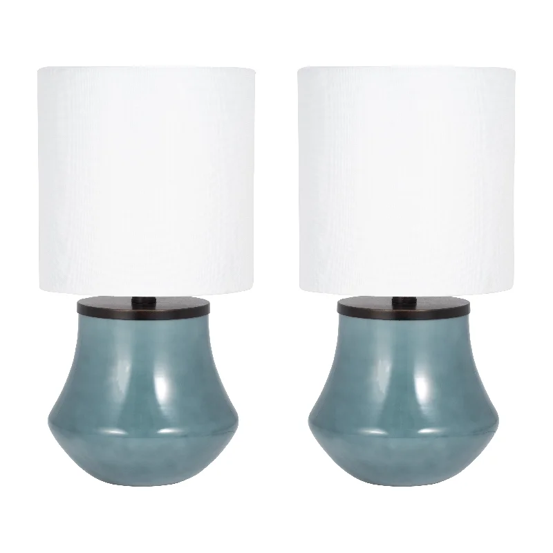 leather table lamps with a distressed texture for a rugged charmleather table lamps with a distressed texture for a rugged charmSagebrook Home 51213-01 Set of 2 Glass 18" Table Lamp, Blue